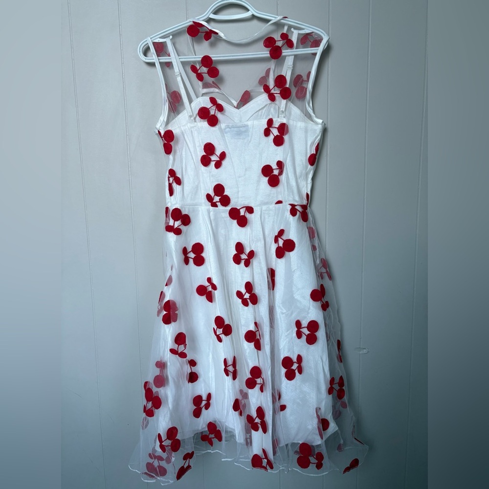 NWOT 60’s Inspired Voodoo Vixen Cherry Embroidered Flare Dress (XL) - Picture 3 of 5